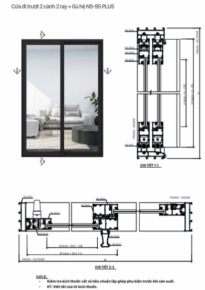 cửa đi lùa 95 Plus